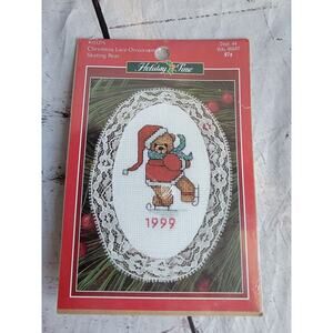 Holiday Time #351276 Christmas Lace Ornament Skating Bear Counted Cross Stitch